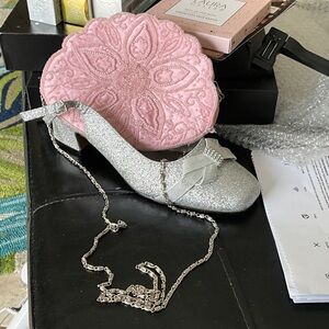 Pink Embroidered Round Crossbody Bag